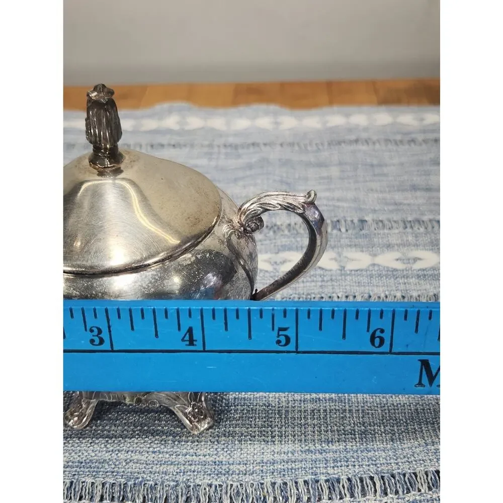 Vintage F.B. Rogers Silver Co Footed Covered Sugar Bowl Silverplate Ornate